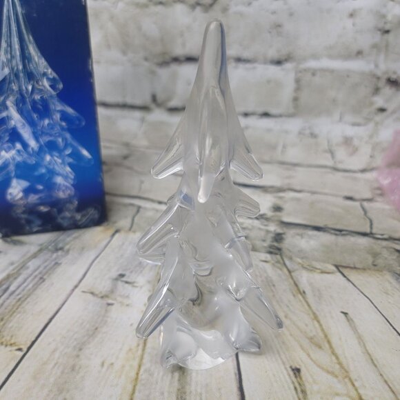 6.25" The Tuscany Crystal Clear Art Glass Christmas Tree VTG Solid Twisted - Picture 2 of 7